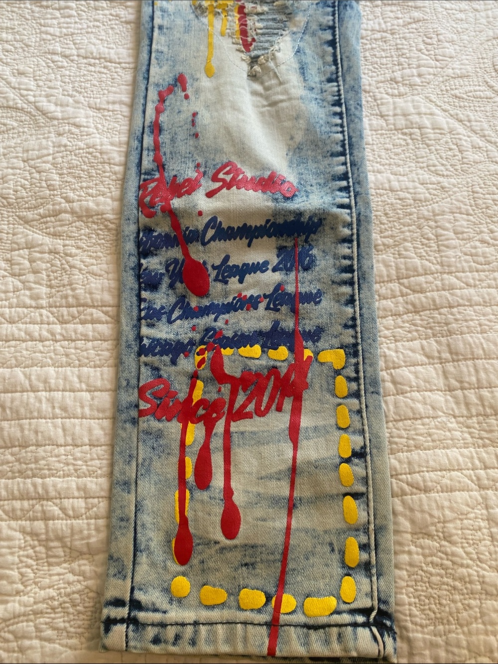 Rue21 Paint-Splatter COOL GRAFFITI Graphic Acid Wash SKINNY Jeans NWT Size 28x30 - Picture 6 of 13